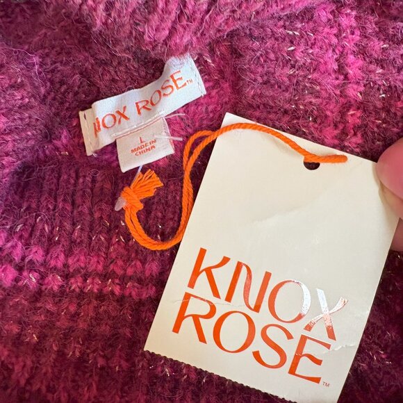 Knox Rose Women's Holiday Pullover Sweater Pink Red Size L - Picture 5 of 8